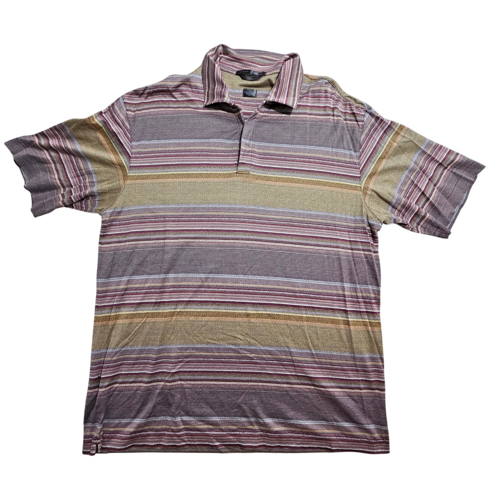Nike‎ Tiger Woods Collection Polo Shirt Mens Large Purple Striped Mercerized